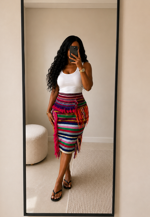 Jojo Straight - Fringed Aso-Oke Pencil Skirt