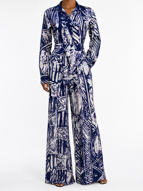 Temitope Pant Set (Flared) - Blue