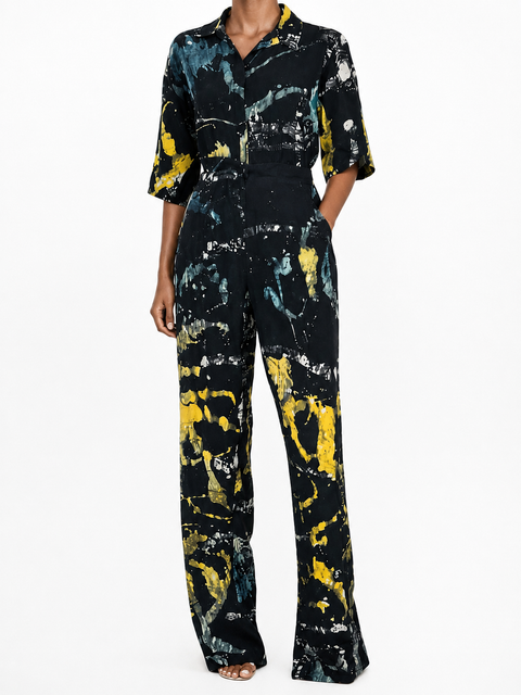 Temitope Pant Set - Navy & Yellow