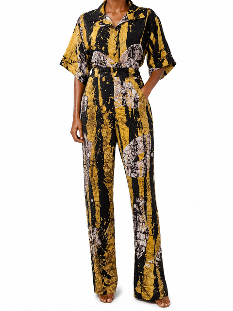 Temitope Pant Set - Mustard & Brown