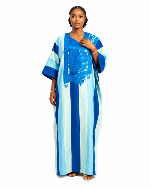 Premium Folasade Agbada - Blue stripes