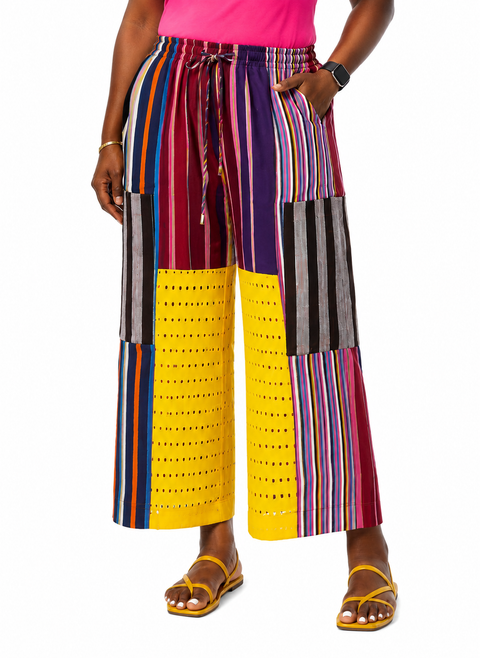Asooke patch 3-quarter pants