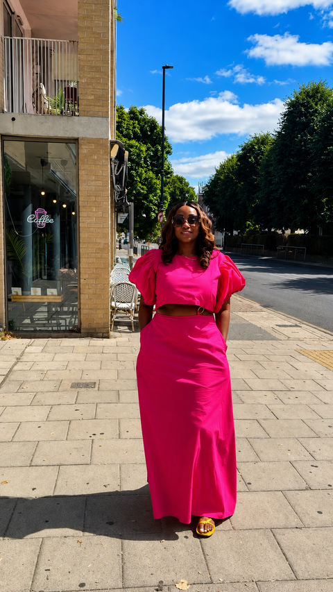 Pink cut-out dress
