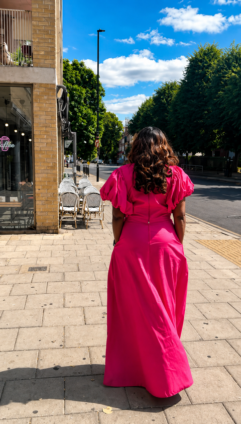 Pink cut-out dress
