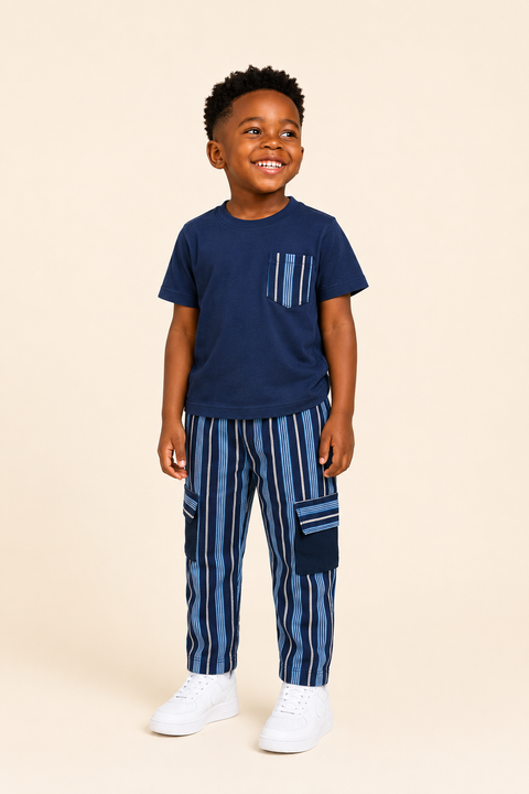 Boys' Aso-Oke Cargo Pants Set