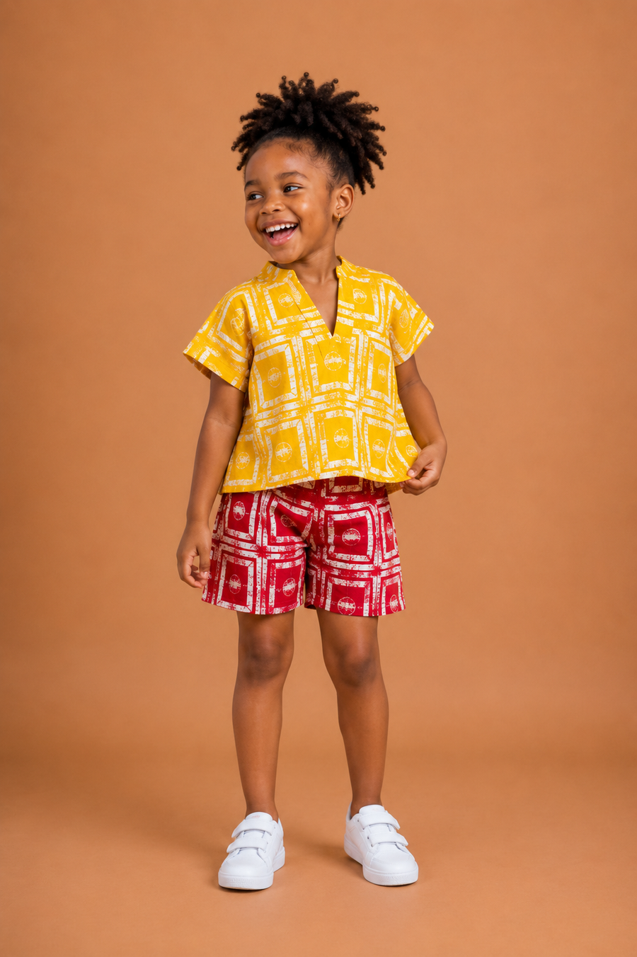 Sunny Days Set – Girls Adire Shorts Set