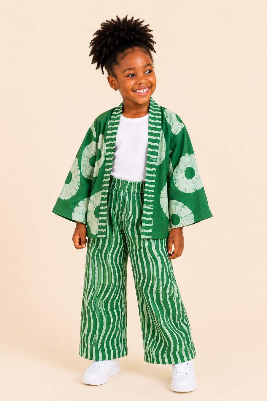 Jade Set – Girls Adire Kimono Set