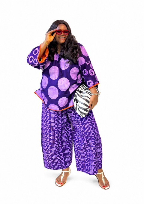 Adire Polka Dot Culotte Set