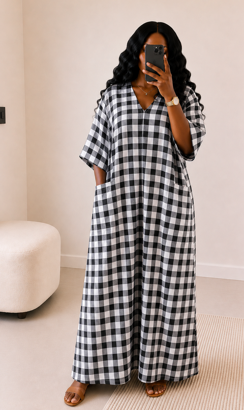 Checkered Cotton Boubou