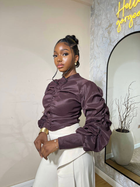 Lina Set – Ruched Top & Wide-Leg Trouser Set