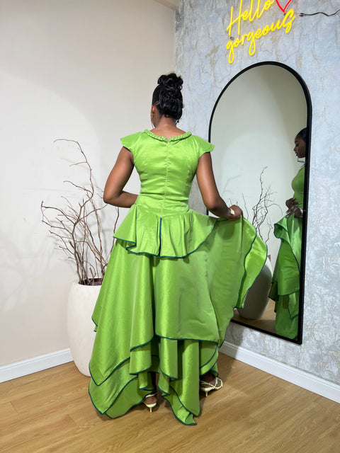 Lerato Dress – Emerald Green Layered Midi Dress