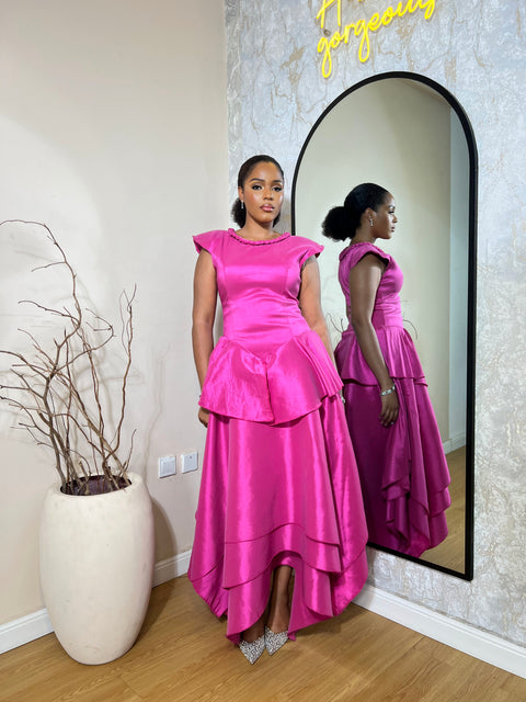 Lerato Dress – Emerald Green Layered Midi Dress