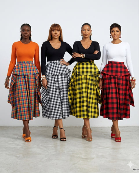 Checkered cotton skirts - Black