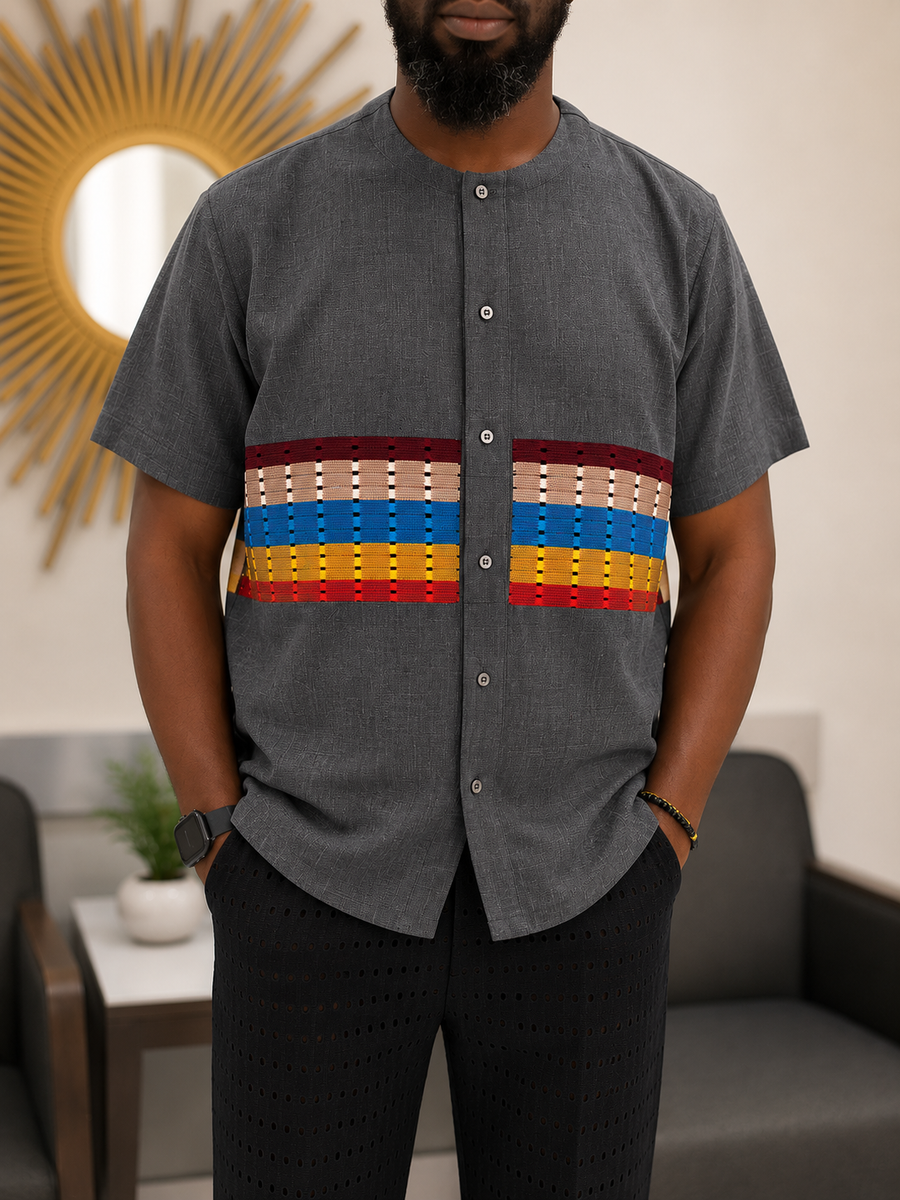 Grey Bishop Collar shirt